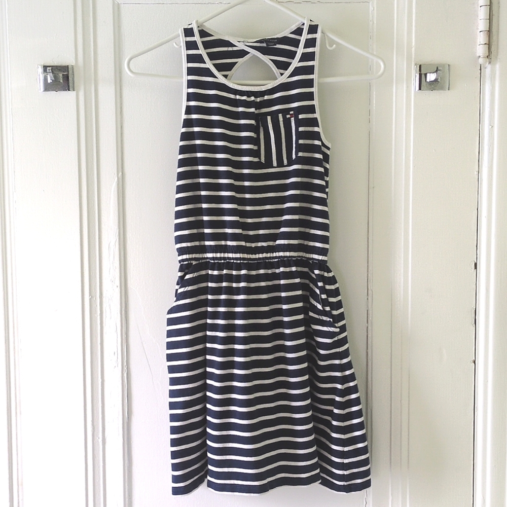 Tommy Hilfiger sleeveless navy blue striped sundress